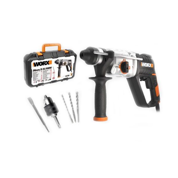 Martelo rotativo de 26mm de 800W 1* Mandrill com chave de fenda Worx