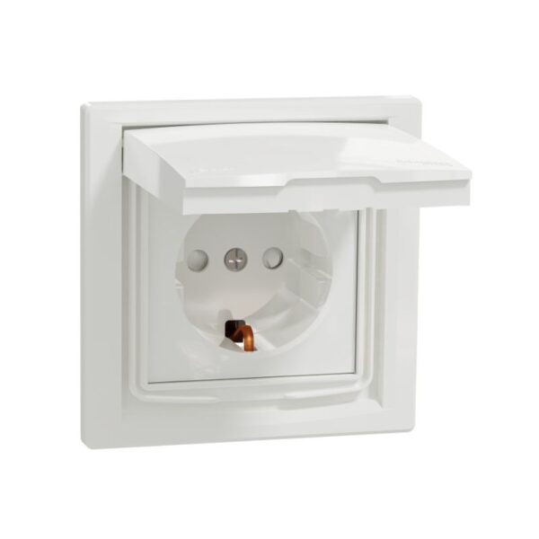 Asfora - Tomada 2P+T com tampa e obturadores - 16A - IP44 - Branco Schneider - EPH3100321