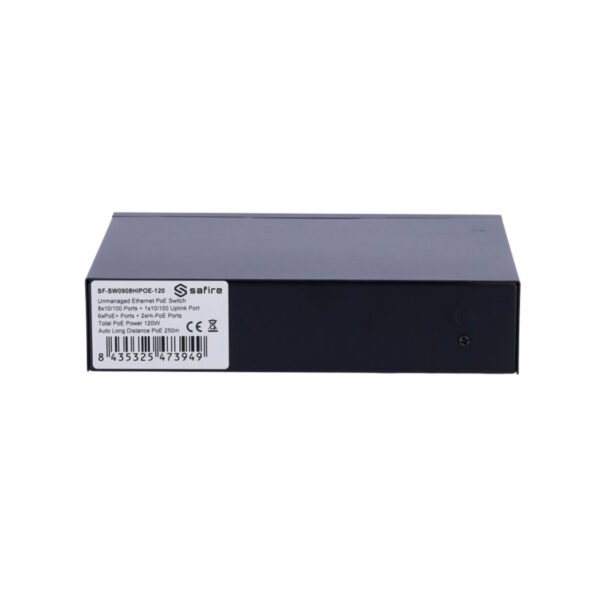 Safire Switch Hi-PoE com 8 PoE RJ45+1 Uplink RJ45 - SF-SW0908HIPOE-120 - Image 4