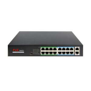Switch PoE com 16 RJ45 10/100Mbps+2 RJ45 Uplink 10/100/1000Mbps