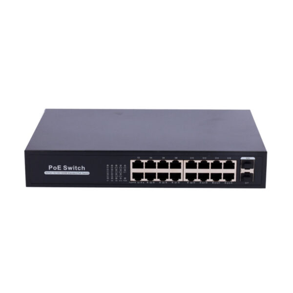 Switch PoE com 16 RJ45 10/100/1000Mbps+2 SFP Uplink 10/100/1000Mbps
