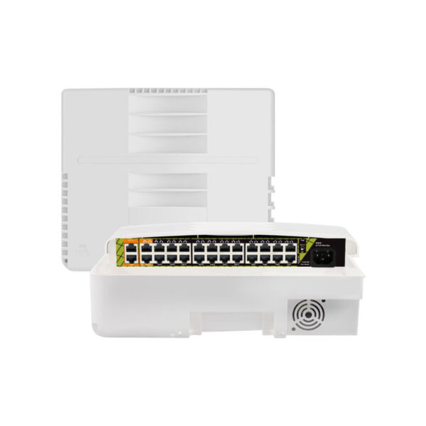 Switch PoE exterior com 22 RJ45 PoE+ +2 RJ45 Hi-PoE+2 RJ45 Uplink