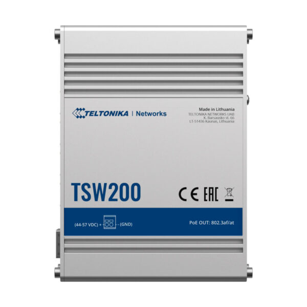 Teltonika Switch PoE não Gerenciável Industrial com 8 Ethernet RJ45 10/100/1000Mbps - TK-TSW200