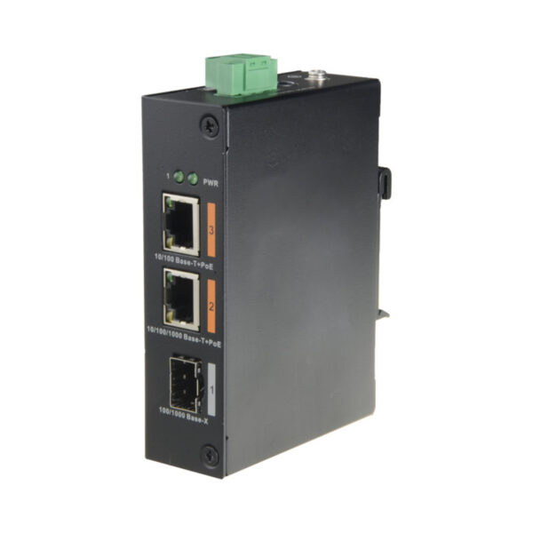 Switch HiPoE X-Security com 2 PoE RJ45 (HiPoE)+1 Uplink (SFP) - XS-SW0302HIPOE-G60DIN