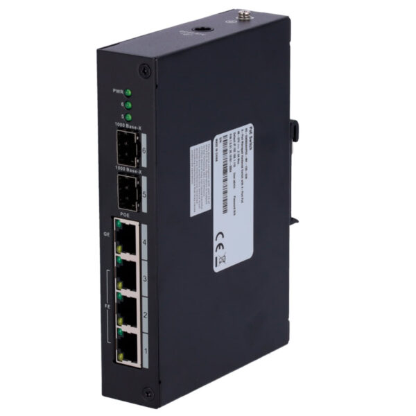 Switch PoE X-Security com 3 RJ45+1 Gigabit Hi-PoE+2 Fibra SFP - XS-SW0604HIPOE-MF-120-DIN
