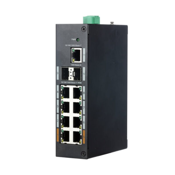 Switch Industrial X-Security com 8 PoE RJ45+2 SFP Gigabit+1 Gigabit RJ45 - XS-SWI1108HIPOE-G120DIN