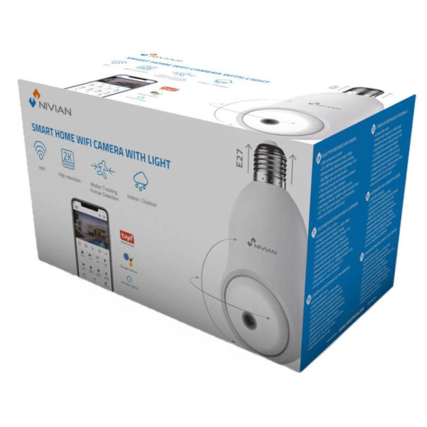 Nivian Smart Câmara 2K Wifi 2.4 GHz / Casquilho E27 - Image 5