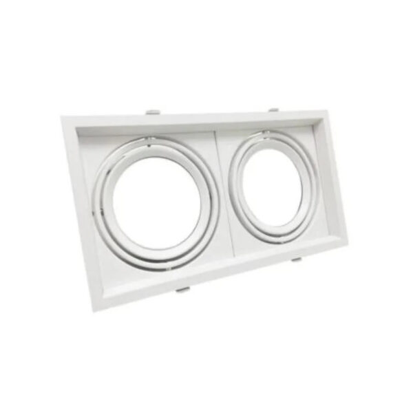 Aro 2xAR111 Basculante Quadrado Branco