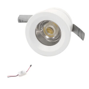 Mini Spot LED 1W 3000/4000/6500K Fixo Redondo | Branco | IP20 | CRI>80 com Transformador