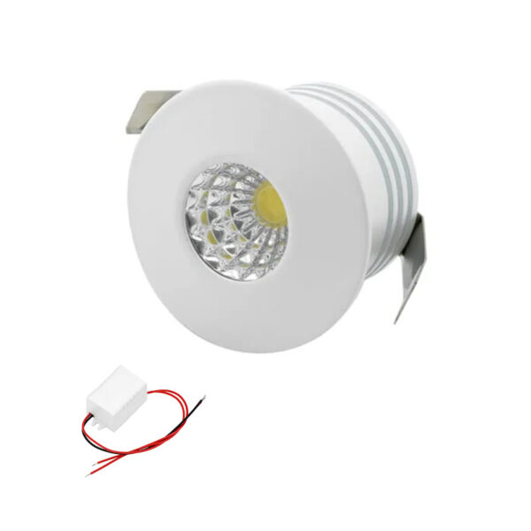 Spot LED 3W 3000/4000/6500K Fixo Redondo | Branco | IP20 | CRI>80 com Transformador
