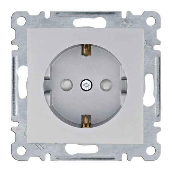 Lumina - Tomada Schuko C/Obtur. - Branco/Prata Hager - Image 2