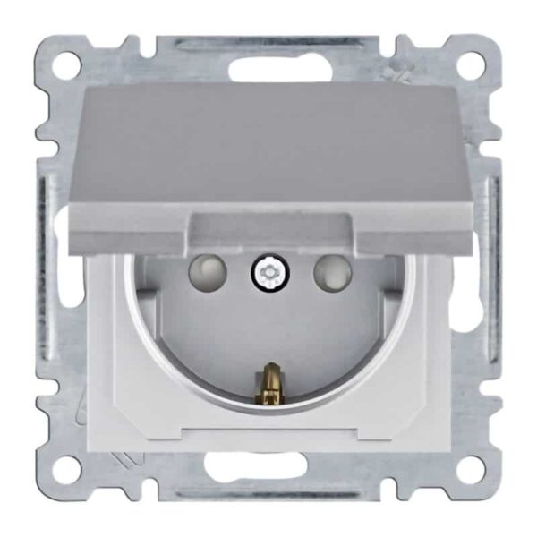 Lumina - Tomada Schuko C/Tampa e Obtur. - Branco/Prata Hager - Image 2