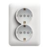 Lumina - Tomada 2x Schuko C/Obtur. - Branco/Prata Hager