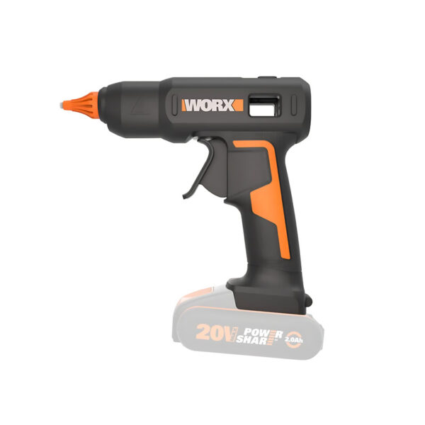 Pistola de Cola Quente Sem Fios 20V - Apenas ferramenta +10 Bastões de Cola Worx