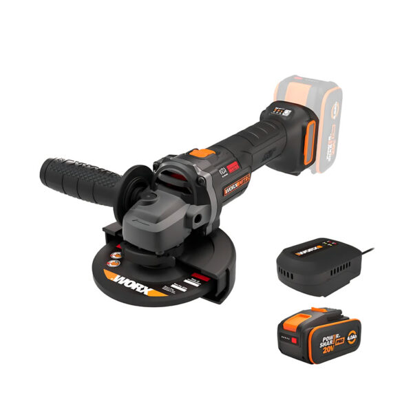 Esmeriladeira Angular sem Escovas PowerShare de 20 V e 125 mm, .incl Baterias Worx - Image 3
