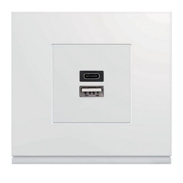 Gallery 2M Tomada USB A+C Carreg. 3A Hager - Image 2