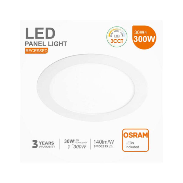 Painel Encastrar Redondo 30w 3CCT Chip Led OSRAM - Image 2