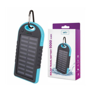 Powerbank 5000mAh Azul C/ Painel Solar E 2 USB