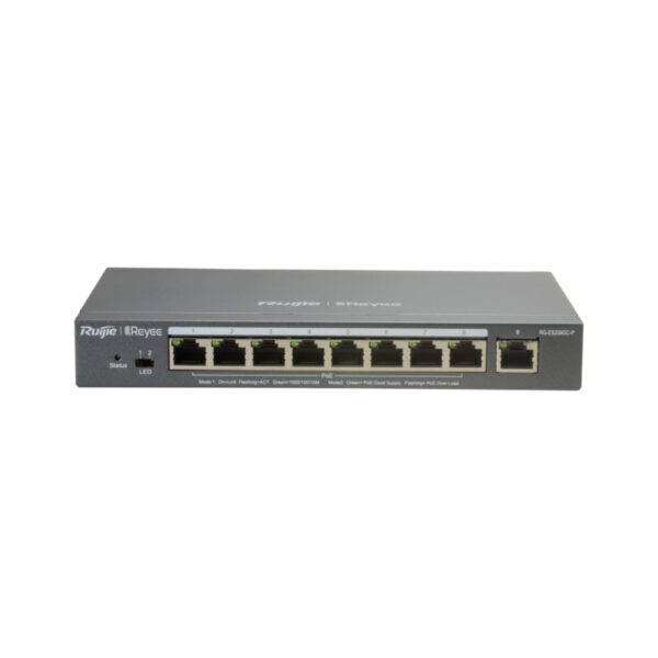 Reyee Switch PoE Gerível na Nuvem com 8 PoE+ RJ45 10/100/1000 Mbps+RJ45 10/100/1000 Mbps uplink - RG-ES209GC-P
