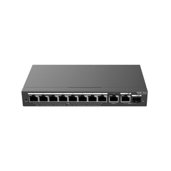 Reyee Manageable Cloud PoE Switch com 8 PoE+2 Uplink RJ45+1 SFP Combo - RG-ES210GS-P
