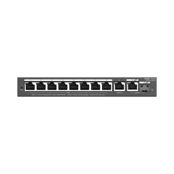 Reyee Manageable Cloud PoE Switch com 8 PoE+2 Uplink RJ45+1 SFP Combo - RG-ES210GS-P - Image 4