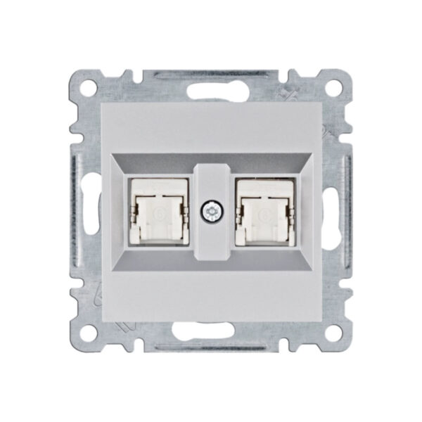Lumina - RJ45 Cat.6 FTP Duplo - Branco/Prata/Preto Hager - Image 2
