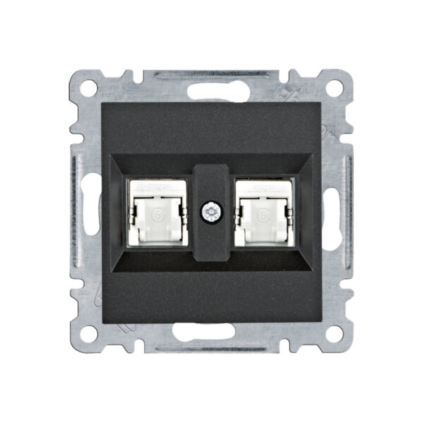 Lumina - RJ45 Cat.6 FTP Duplo - Branco/Prata/Preto Hager - Image 3