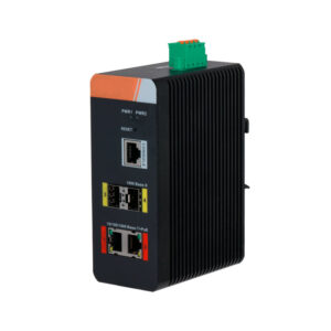 Switch PoE X-Security Carril DIN com 2 PoE RJ45+2 SFP de fibra+1 Consola - XS-SWI0402HIPOE-MGF-120-DIN
