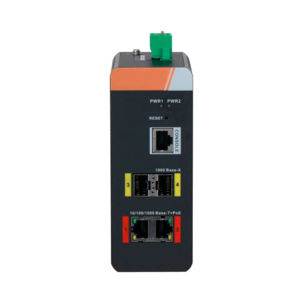 Switch PoE X-Security Carril DIN com 2 PoE RJ45+2 SFP de fibra+1 Consola - XS-SWI0402HIPOE-MGF-120-DIN - Image 2