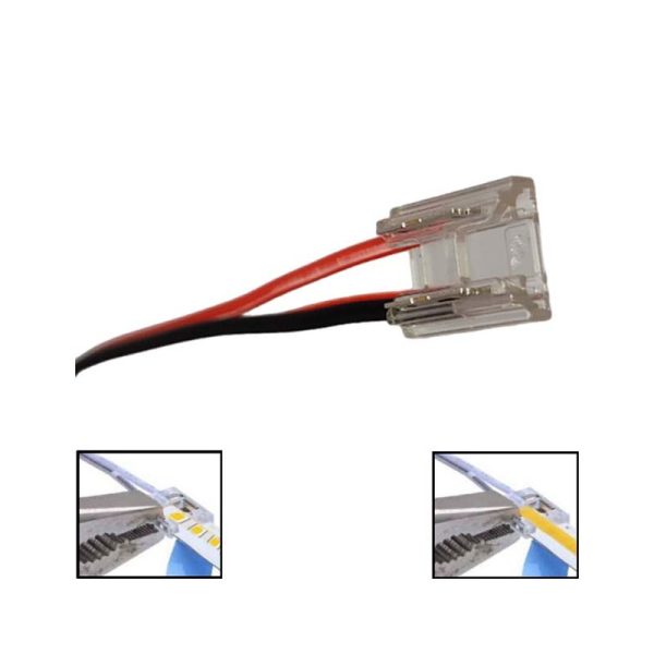 Kit 10 unid. Conector Transparente com Cabo para Fitas LED COB + SMD – 8mm – IP20