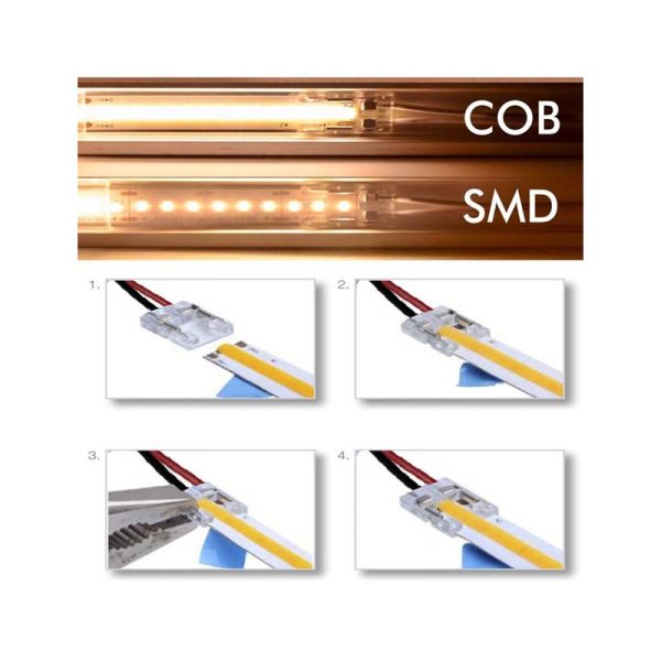 Kit 10 unid. Conector Transparente com Cabo para Fitas LED COB + SMD – 8mm – IP20 - Image 3