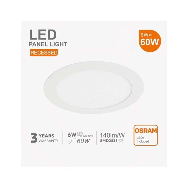 Painel Encastrar Redondo 6W 3CCT Chip Led OSRAM - Image 4