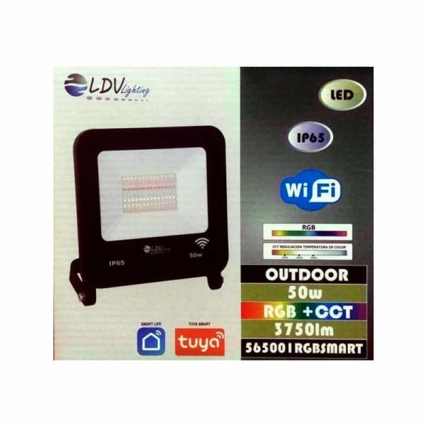 Projetor SMART RGB CCT SMD 50W 3750lm Wifi TUYA SMART IP65 - Image 2