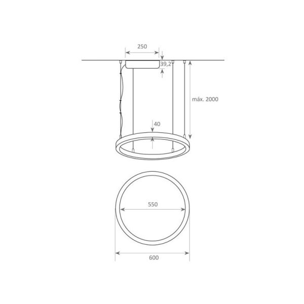 Suspensão Redonda Preta Uso Intensivo 37W 3330lm - Image 3