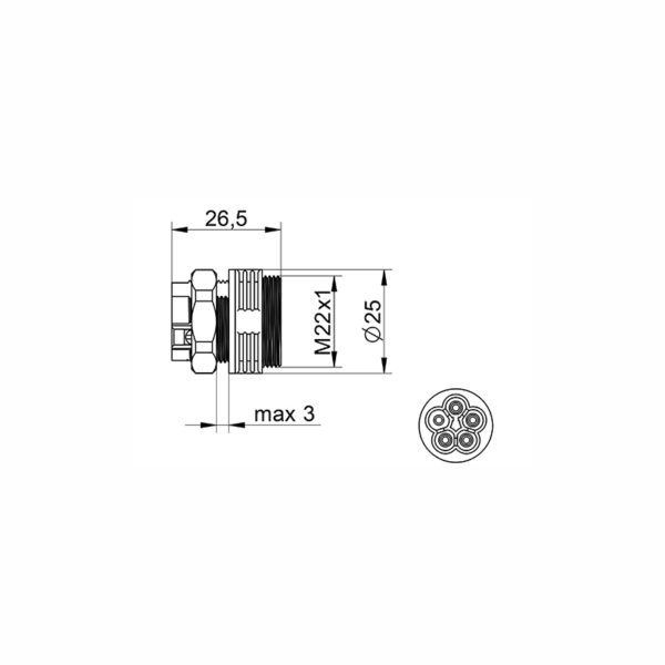 Conector de Montagem em Painel WP5/EM Plug IP68 Tekox - 802081044 - Image 2