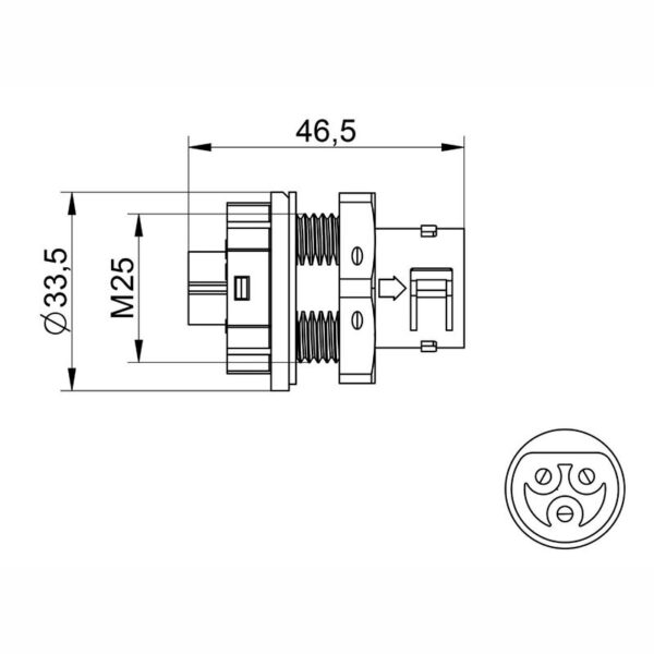 Conector de Montagem em Painel de Plugue WP3/EM32 IP68 Tekox - 802081047 - Image 2
