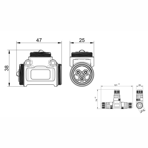 Conector T à Prova d'água WP3/DTE IP68 Tekox - 802081048 - Image 2