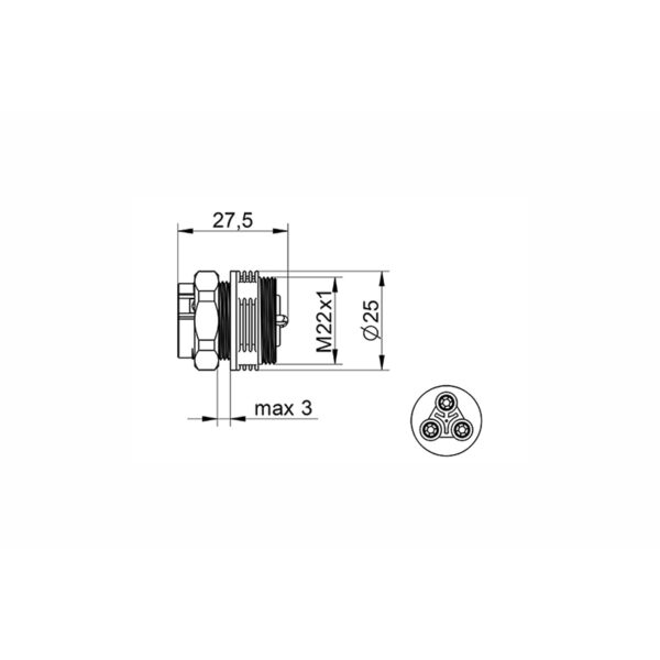 Conector de Montagem em Painel WP3/EH Socket IP68 Tekox - 802081052 - Image 2