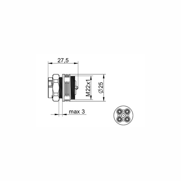 Conector de Montagem em Painel WP4/EH Socket IP68 Tekox - 802081053 - Image 2