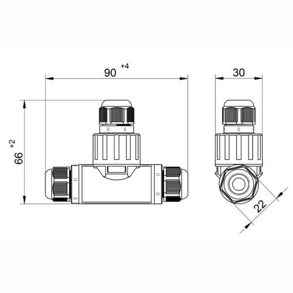 Conector TEE à Prova d'água WP2/DT IP68 Tekox - 802081061 - Image 2