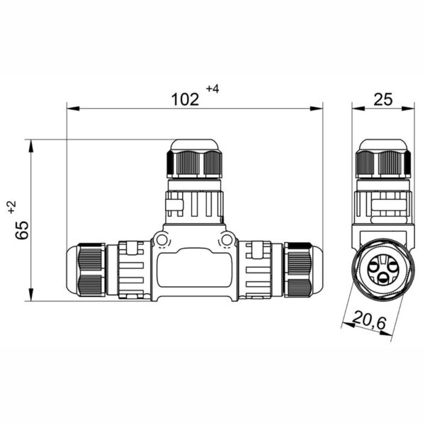 Conector T à Prova d'água WP3/DT IP68 Tekox - 802081062 - Image 2