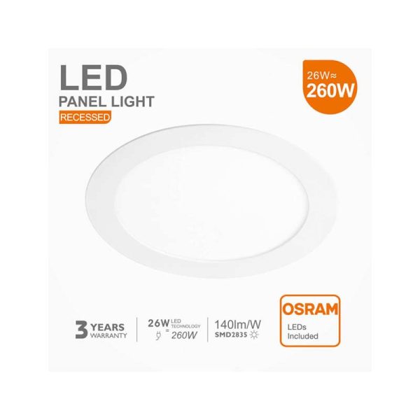 Painel Encastrar Redondo 26W 3CCT Chip Led OSRAM - Image 4