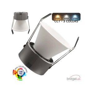 Foco Embutir Redondo Branco Fixo 12W/9W/6W 3CCT 130lm/w Chip BRIDGELUX
