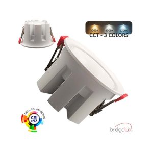 Foco Embutir Redondo Branco Fixo 12W/9W/6W 3CCT 130lm/w Chip BRIDGELUX