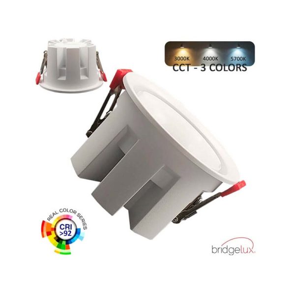 Foco Embutir Redondo Branco Fixo 12W/9W/6W 3CCT 130lm/w Chip BRIDGELUX