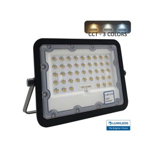 Projetor IPAD Cinza 50W 3CCT 5500Lm Led Lumileds IP65 5 Anos Garantia