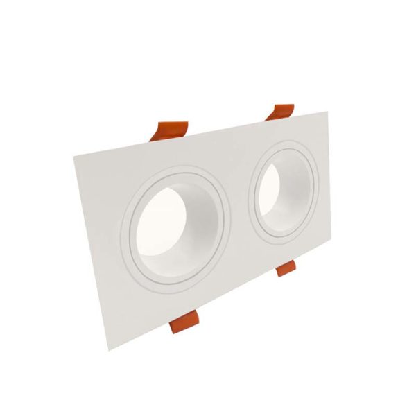 Aro GU-10 Duplo Orientável Quadrado Branco (POLICARBONATO) - Image 2