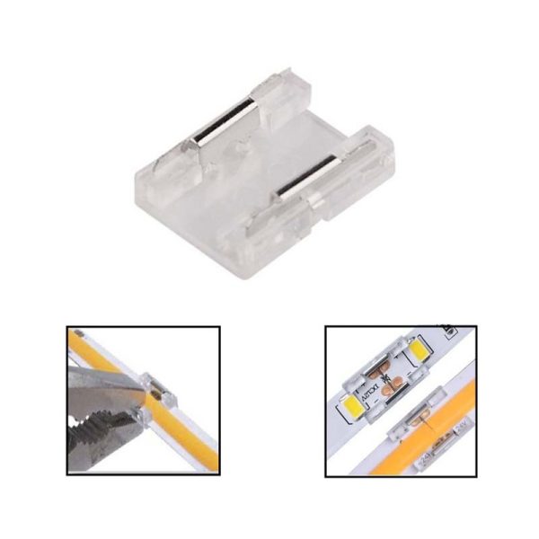 Kit 10 unid. Conector De União Transparente Para Fita Led – COB + SMD – 8mm – IP20