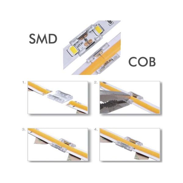 Kit 10 unid. Conector De União Transparente Para Fita Led – COB + SMD – 8mm – IP20 - Image 5