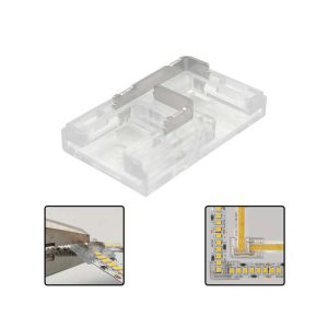 Kit 10 unid. Conector De União L Mini Transparente Para Fita LED – COB + SMD – 10mm – IP20